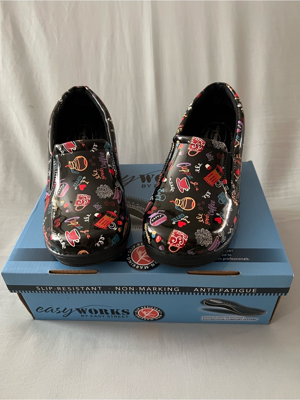 easy street Black Slip-On Sneakers with Multicolor Cupcake & Floral Motif